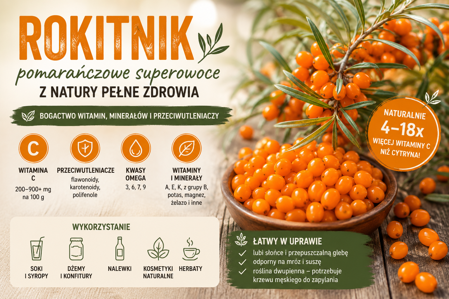 Rokitnik – pomarańczowe „superowoce” z polskich ogrodów